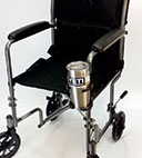 Universal Drink Holder on a wheelchair.